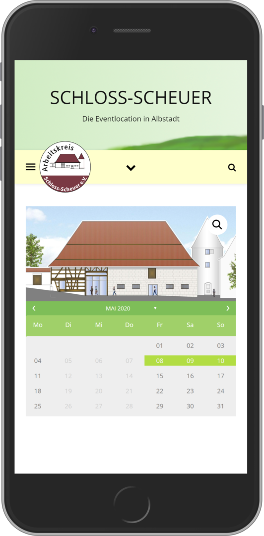 Screenshot Website AK Schloss-Scheuer auf iPhone